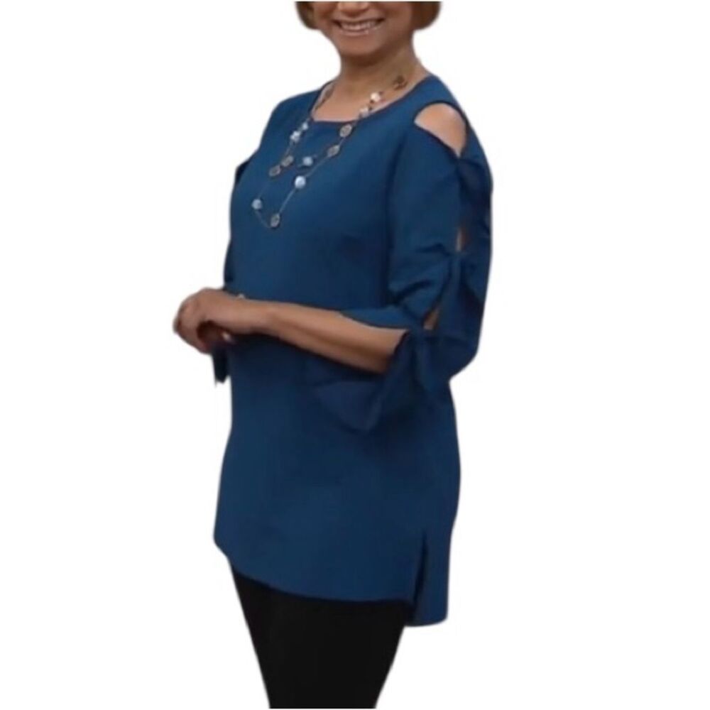 Du Jour Knit Tunic w/ Tie Sleeve Detail